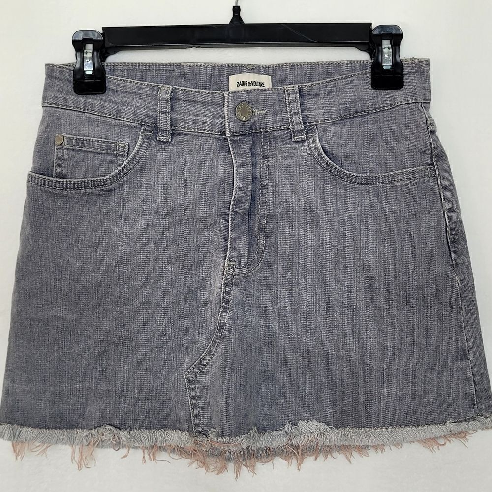 Zadig &‎ Voltaire Gray Denim Mini Skirt Size 36EU